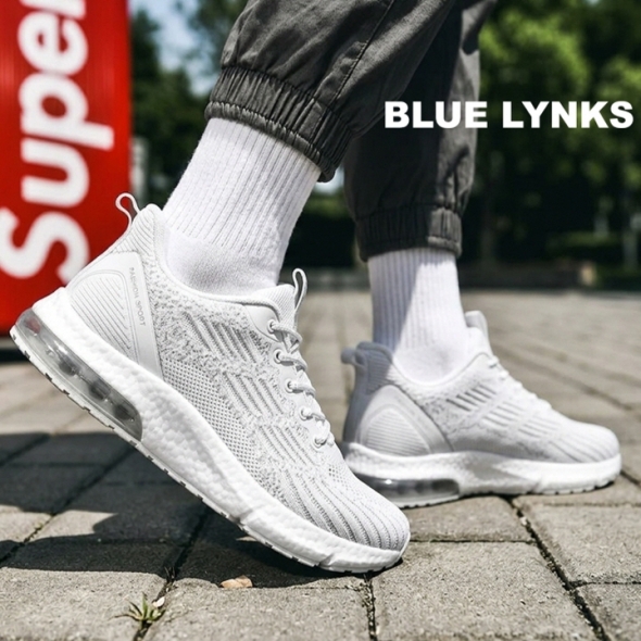 [블루링스] 남성 통기성 메쉬 에어 하이쿠션 운동화 (화이트) ABC-00509
