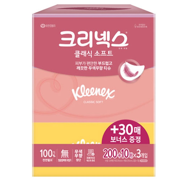  [크리넥스] 클래식소프트 보너스팩 200+10매x3입x2개 