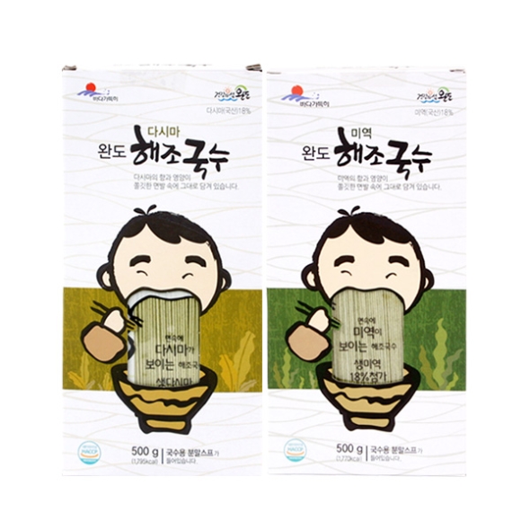 [완도바다] 해조 다시마/미역국수 각1팩/각2팩 (팩당500g+스프5봉)