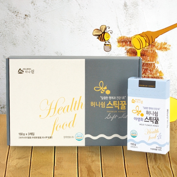 [강원양봉] 프리미엄 야생화 스틱꿀 선물세트 (15gx10개입x3박스)/쇼핑백포함