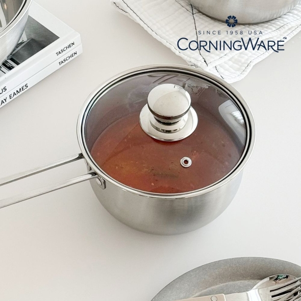 [코렐] 코닝웨어 루나 스텐 냄비 2종 세트(16편수,18양수)