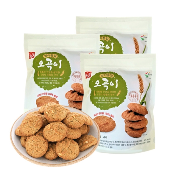 [우리밀농협] 우리밀 발아통밀 오곡이쿠키 3봉/5봉/10봉 (봉당180g)