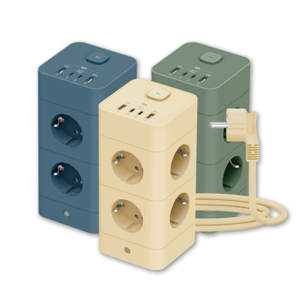 [에코너] MT09 전선형 1.8M 타워 멀티탭 4000W 고용량 (8구/C타입포트/USB포트)