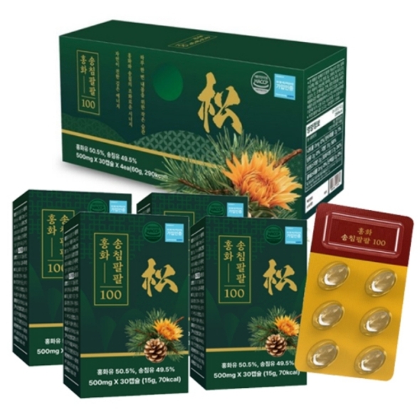 [송침팔팔] 홍화100 120캡슐(500mg x 30캡슐 x 4팩)