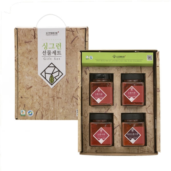 싱그런협동조합 고춧가루 4종 선물세트 (일반3+청양1) 총 400g