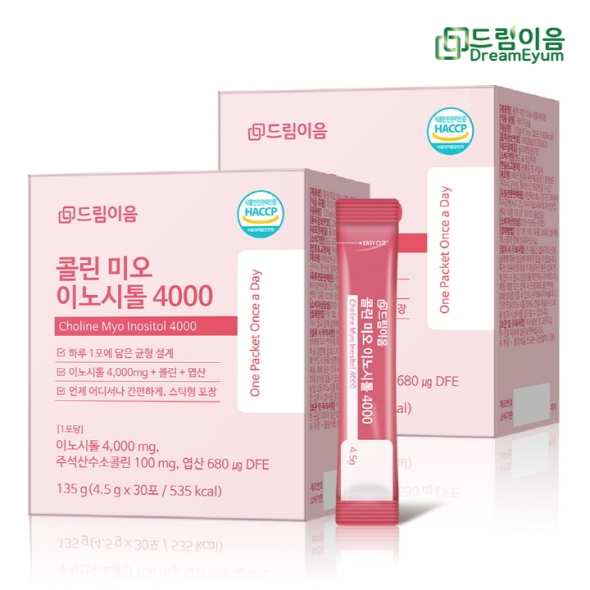 [드림이음] 콜린 미오 이노시톨 4000 엽산 2박스(1박스내 30포)