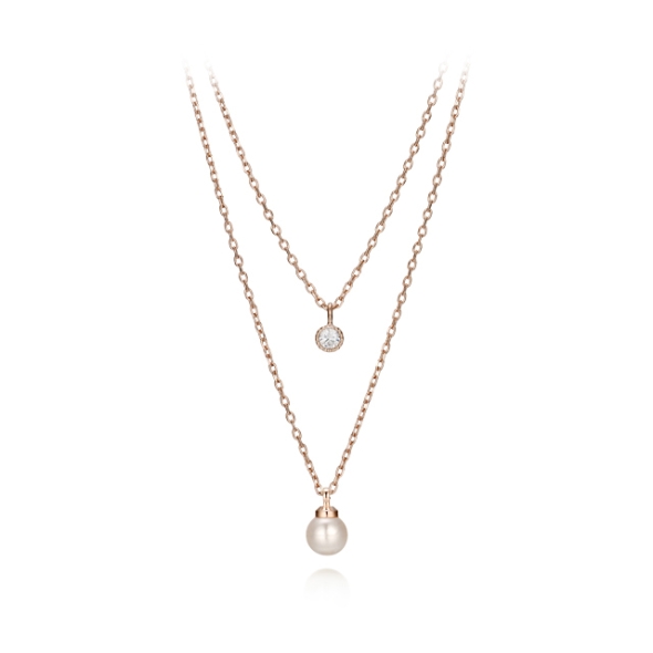 엘르주얼리 진주 레이어드 목걸이 ELBRNN009 로즈골드