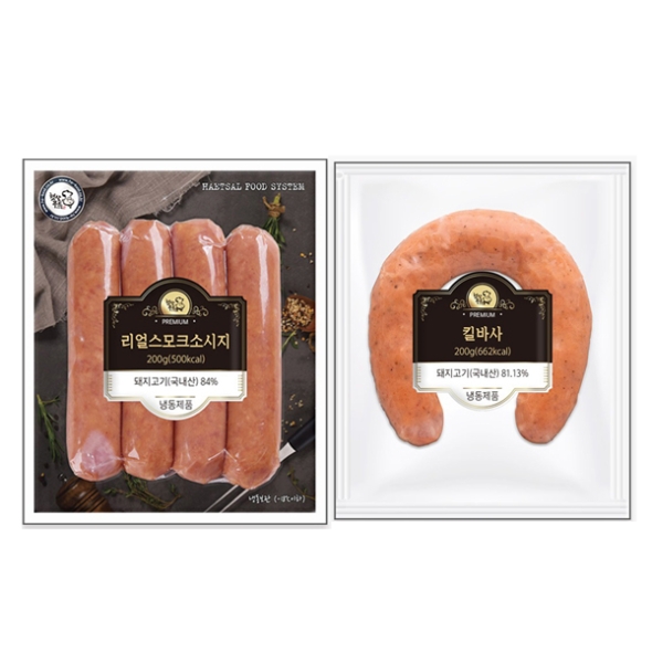 [햇살푸드] 킬바사 200gx2팩+리얼스모크소시지 200gx2팩