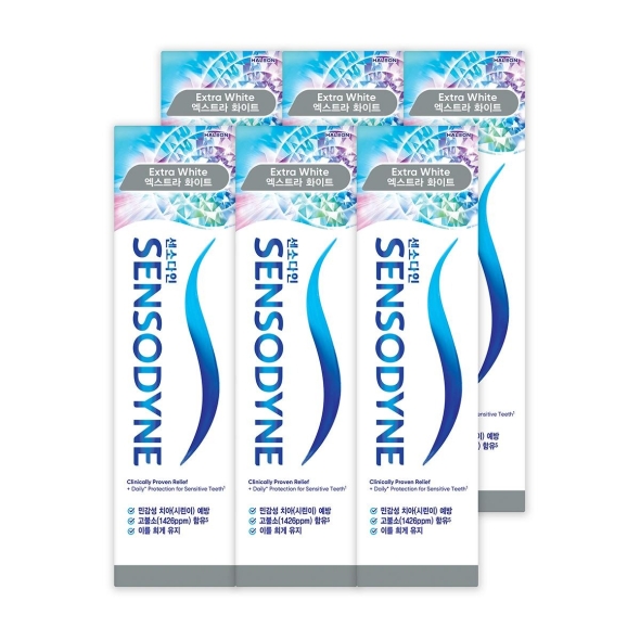 [센소다인] 대용량 칫솔 치약 세트 (초미세모 칫솔 24개입+엑스트라 화이트 치약 120g 6개)