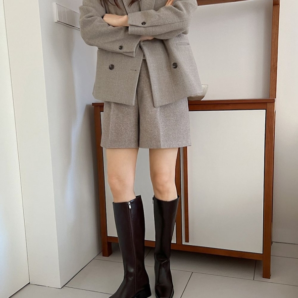 심플 사각코 데일리 미들굽 옆지퍼 롱부츠 4.5cm