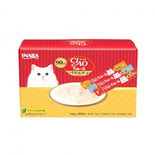 INABA 이나바 챠오츄르 버라이어티 14g 90입 (참치,가다랑어,닭가슴살)