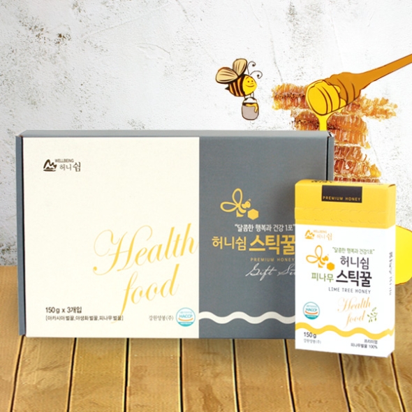 [강원양봉] 프리미엄 피나무 스틱꿀 선물세트 (15gx10개입x3박스)/쇼핑백포함