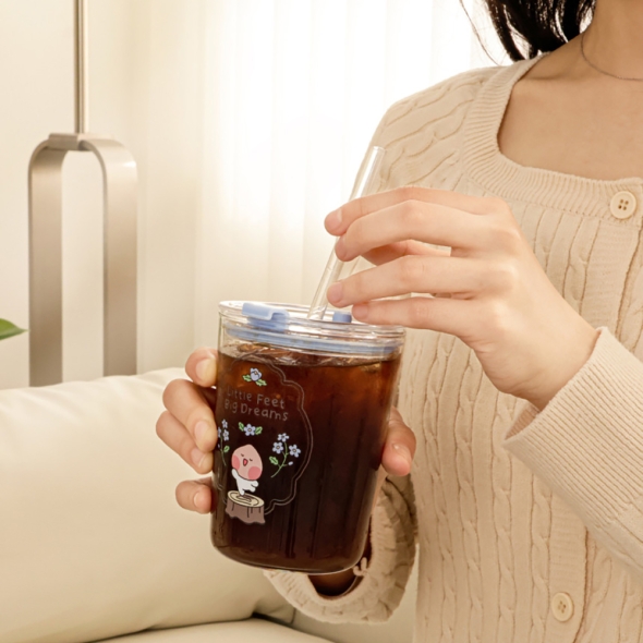 [만원의 행복] [KF]귀어워서  자꾸만  보고  싶은   글라스  텀블러 (라이언/어피치)