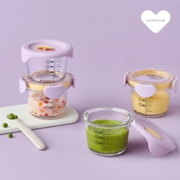 [락앤락] 리틀럽 디어 이유식용기 원형 260ml 4P 혼합세트(라벤더/스카이블루)