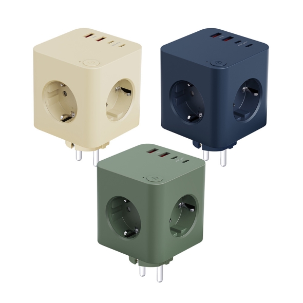 [에코너] MT05 플러그 스위치형 큐브멀티탭 4000W 고용량 (3구/C타입/USB)