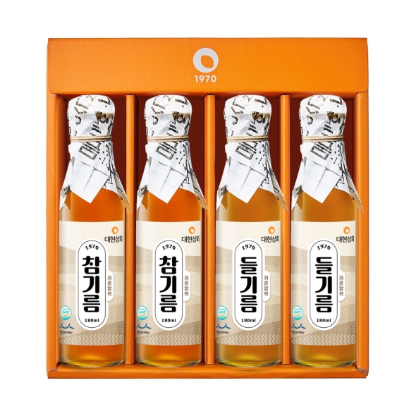 55년전통 대현상회 저온압착 참기름 들기름 180ml x4병 선물세트/ HACCP 인증 백년가게 