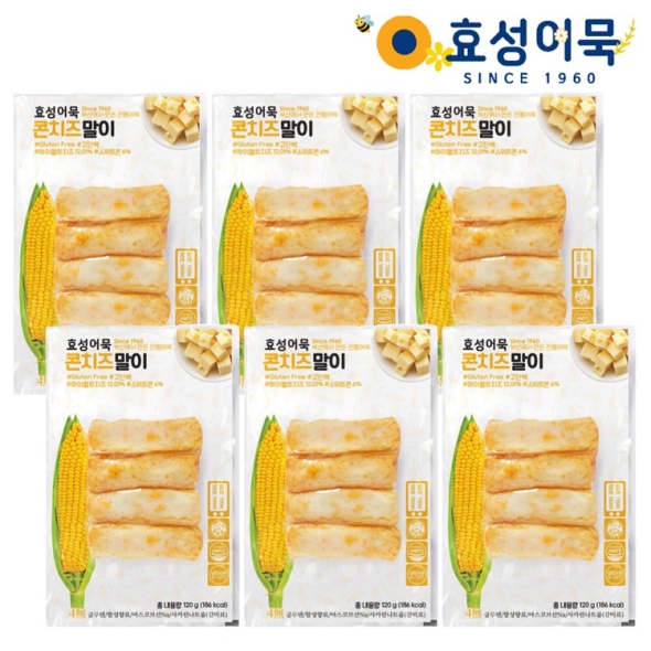 효성어묵 부산 전통 콘치즈말이 어묵 밀가루 없는 글루텐 프리 x 6개