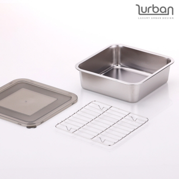 [쉬젤] 러반 스테인레스 스퀘어밧드3PCS-(M)밧드본체-20cm/커버/와이어랙