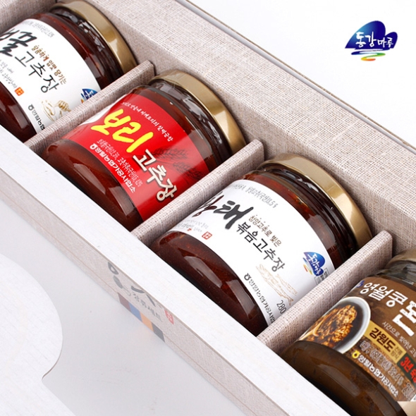 [영월농협] 동강마루 장맛장류 4종세트 (벌꿀고추장280g,보리고추장280g,황태볶음고추장280g,영월콩된장250g)