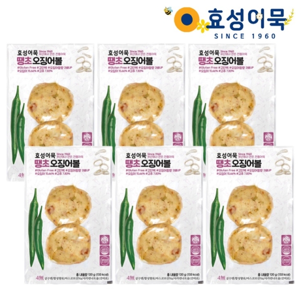 효성어묵 부산 전통 땡초 오징어볼 어묵 밀가루 없는 글루텐 프리 x 6개