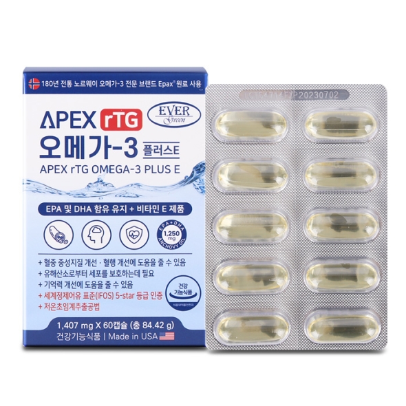 [에버그린] 에이펙스 알티지 오메가-3 비타민E 1,407mg x 60캡슐 [A0598]