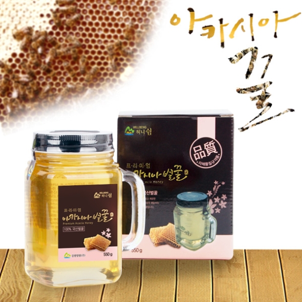 [강원양봉] 프리미엄 아카시아벌꿀 핸들컵 1병/2병/3병 (병당550g)