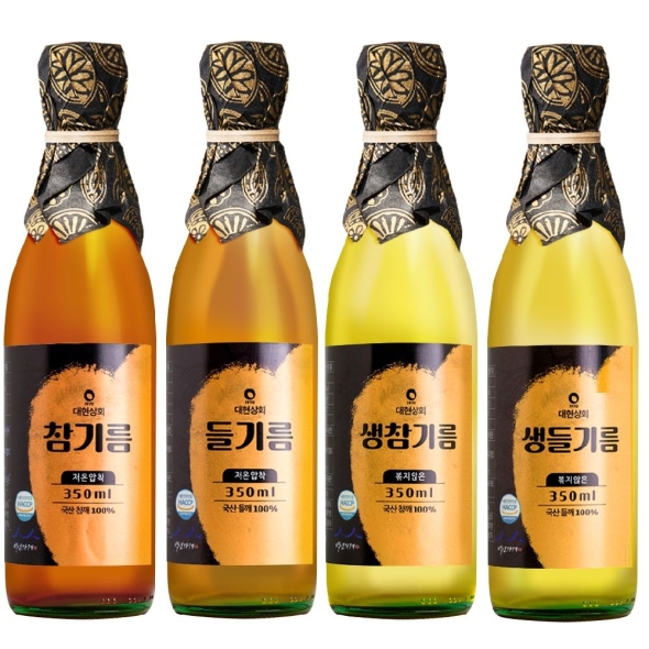 55년전통 대현상회 저온압착 국산 참기름 들기름 생들기름 350ml 모음 / HACCP 인증 백년가게 