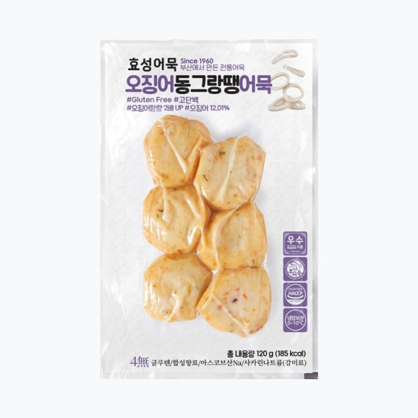 효성어묵 부산 전통 오징어 동그랑땡 어묵 밀가루 없는 글루텐 프리 x 6개