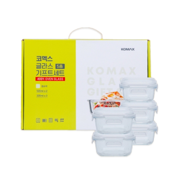  [코멕스] 오븐글라스 내열유리 밀폐용기 5종 선물세트