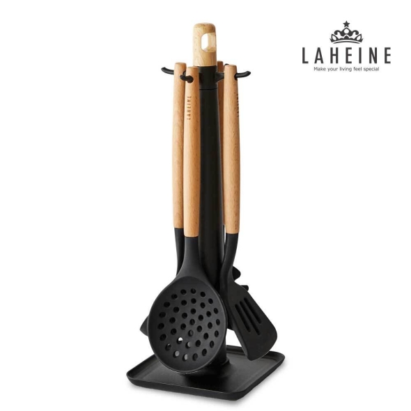 [신한카드 할인][라헨느] 더 퀸 포토프 실리콘 우드 프리미엄 키친툴 5종 세트