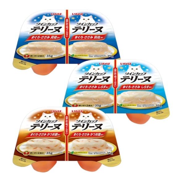 이나바 트윈컵 테린 70g 4종 세트 (참치/닭가슴살/관자/가다랑어포) 고양이 일반식 간식