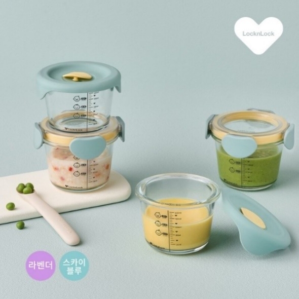 [락앤락] 리틀럽 디어 이유식용기 원형 260ml 4P 혼합세트(라벤더/스카이블루)