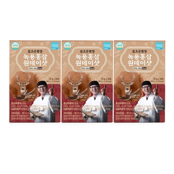 김오곤원장 녹용홍삼원데이샷 3개월(30포 * 3박스)   / 90포