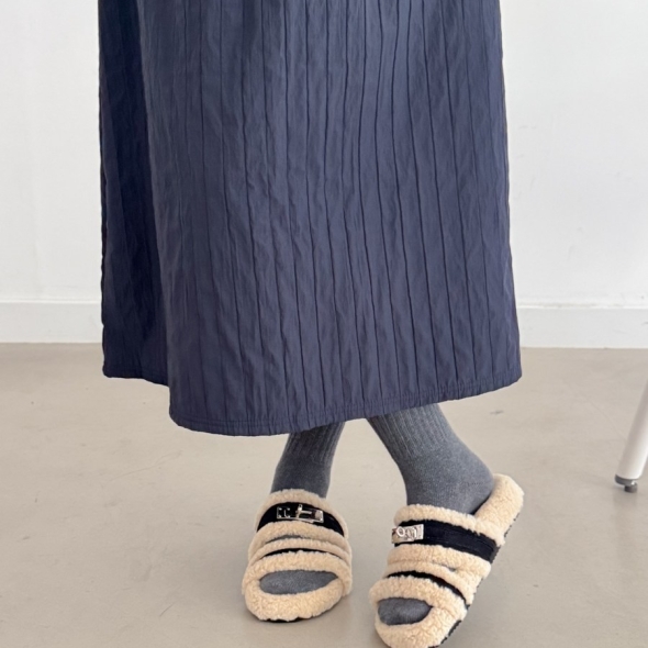 [개성시대] 여성 2.5cm 블랙 베이직 털슬리퍼 데일리