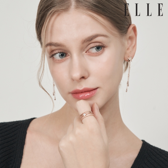 엘르주얼리 큐빅 포인트 레이어드 링 4종 세트 ELBRWR128 로즈골드