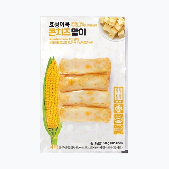 효성어묵 부산 전통 콘치즈말이 어묵 밀가루 없는 글루텐 프리 x 6개