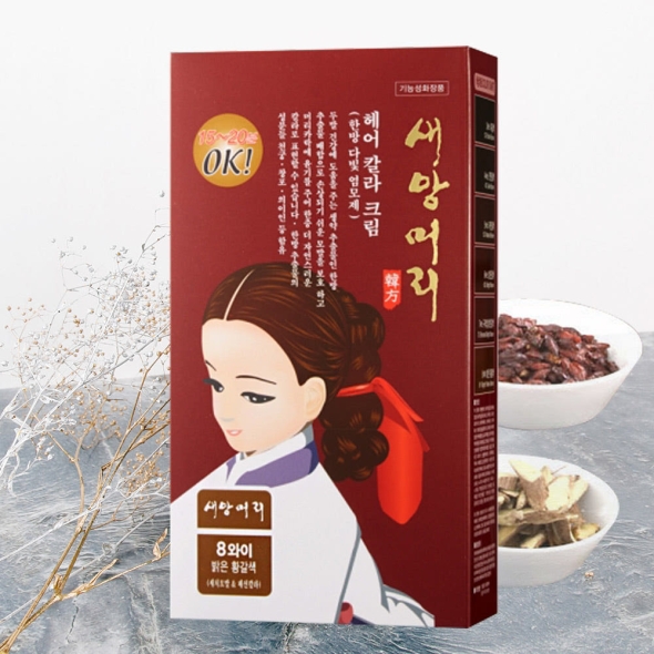 새앙머리 다빛 헤어 컬러 크림 허브 염모제 8Y 밝은 황갈색