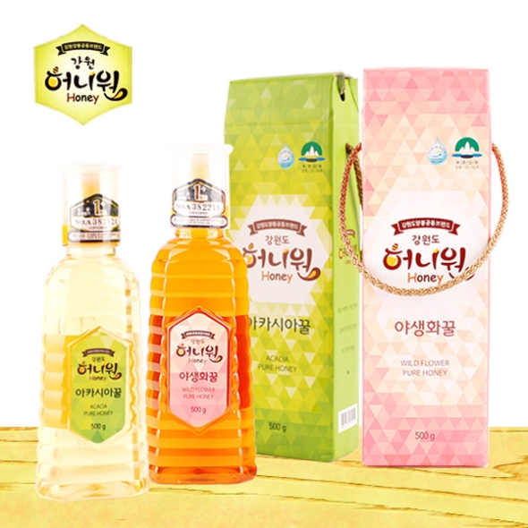 [허니원] 아카시아벌꿀500g+야생화벌꿀500g