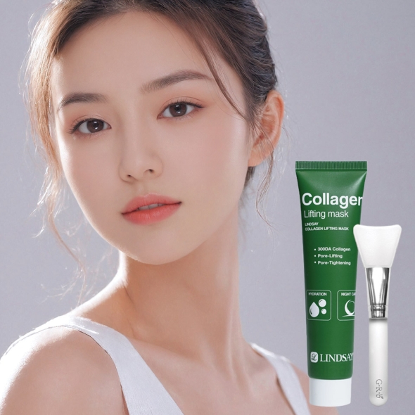 [특별할인] 린제이 콜라겐 리프팅 랩핑 마스크 결광팩+실리콘 팩브러쉬