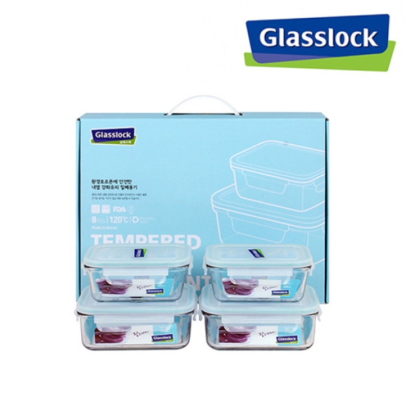 [글라스락]직사각 차곡 혼합 4조세트