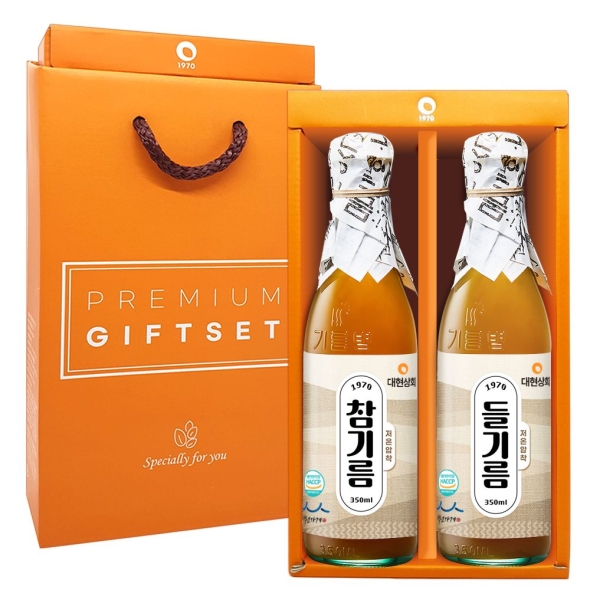 55년전통 대현상회 저온압착 참기름 들기름  350ml 선물세트 / HACCP 인증 백년가게 