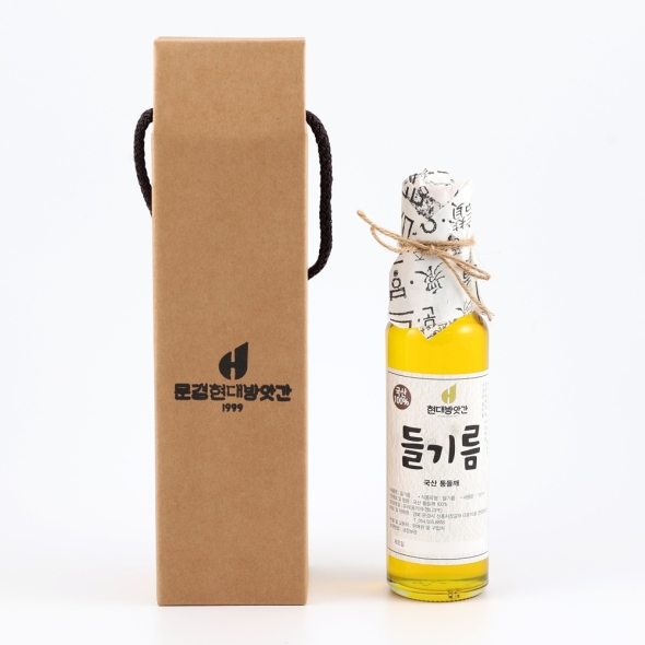 [문경현대방앗간]국산 햇 들깨 저온압착 들기름 350ml/180ml/1구 선물세트