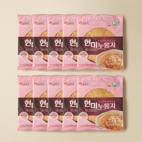 [김제_오성푸드_150g*10봉] 전통방식 양면으로 구운 현미누룽지