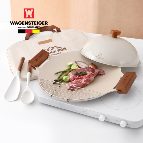 바겐슈타이거 그리들 시리즈 세트 5호_세라믹 아이보리(그리들 36cm+토트백+우드손잡이 2pcs+그리들망 28cm+아이보리 레스팅커버 28cm)