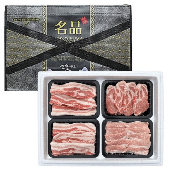 1등급이상 한돈 선물세트 1호 2kg(삼겹살 500g+삼겹살500g+목살500g+항정상500g)