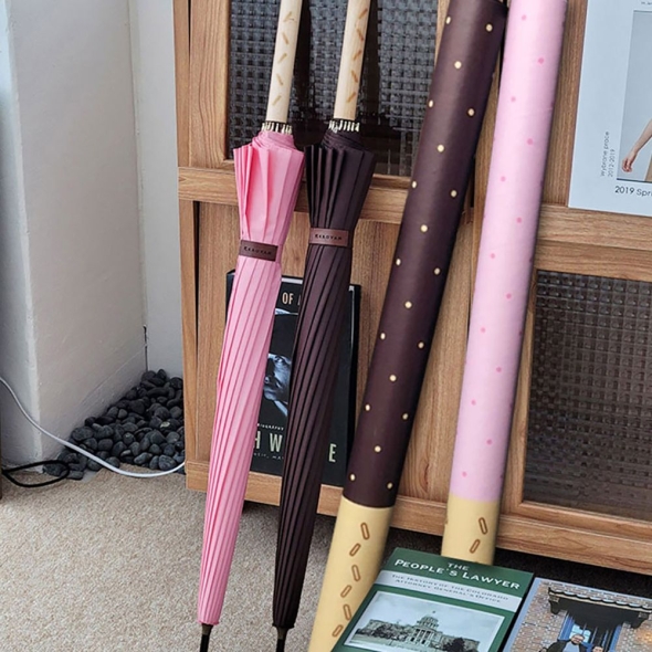 [신한카드 할인] 지알비 빼빼로 과자패턴 손잡이 장우산 자동 커플우산 우드그립(전용 보관통 증정) 2종 택1