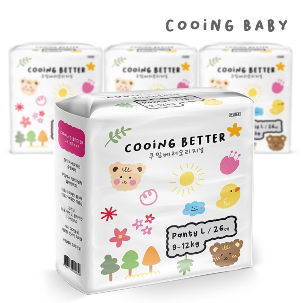 [보름데이]쿠잉 베러 오리지널 팬티 기저귀 대형(L) 26매 x 4팩