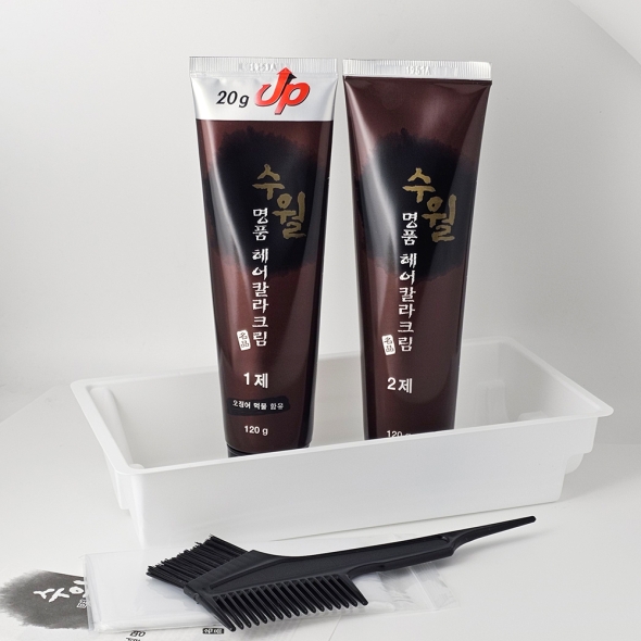 1+1 수월 명품 헤어 칼라 크림 염색약 4종 [흰머리 집에서 뿌리 염색] 