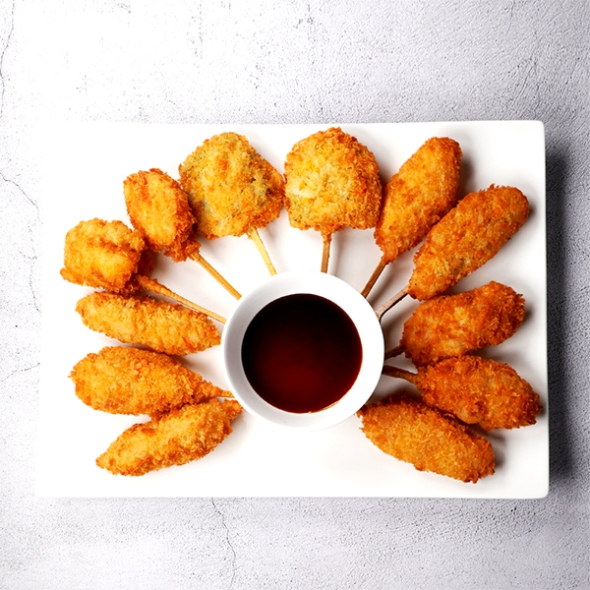 [단짠예찬] 쿠시까스 모듬 튀김꼬치 360gx1팩/2팩/3팩/5팩 (팩당12꼬치)