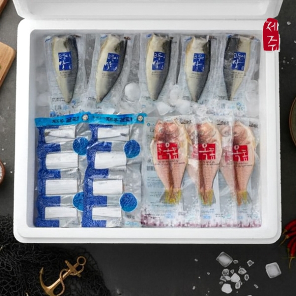 [제주특선] 은갈치/참옥돔/고등어 모듬세트 7호(은갈치 대 2마리+참옥돔 대 3마리+고등어살 대 5팩)